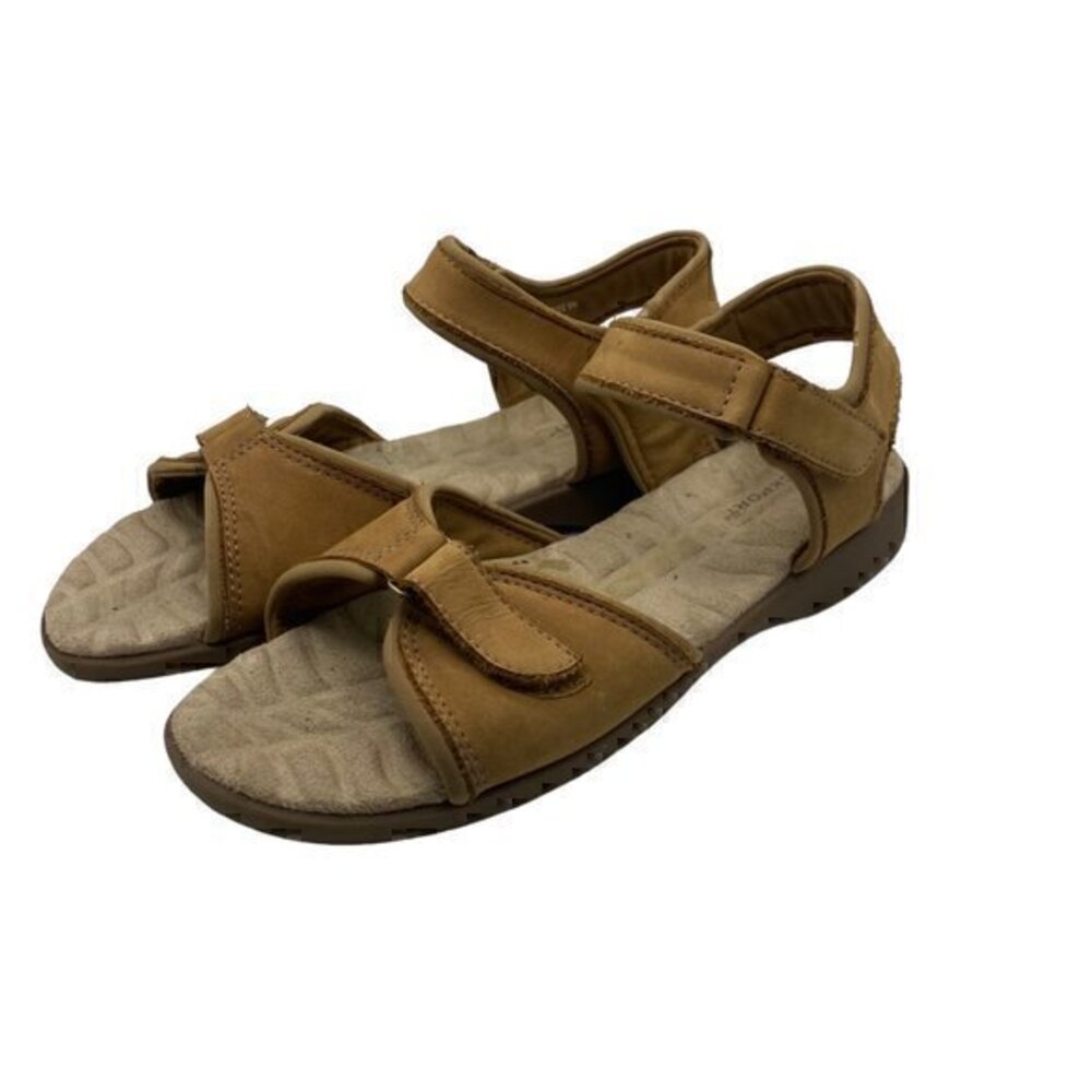 Rockport Women Sandals Flats Comfort Leather Upper Adjustable Tan Size 9N